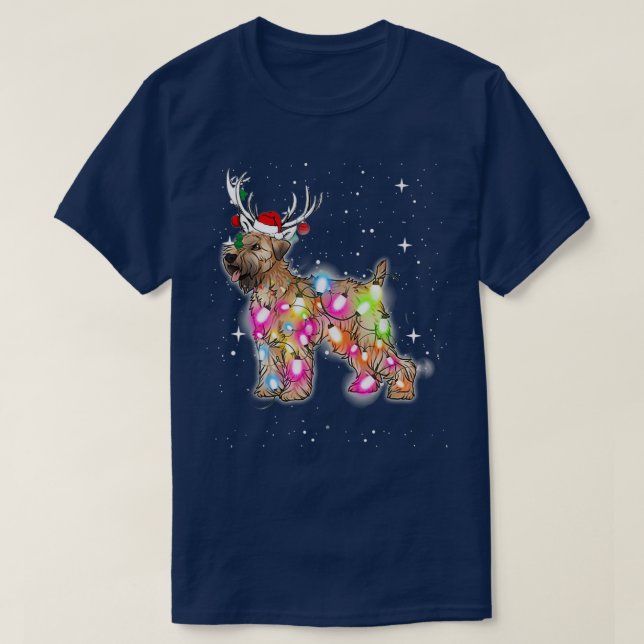 Christmas Lights Soft Coated Wheaten Terrier Dog T-Shirt (Design Front)