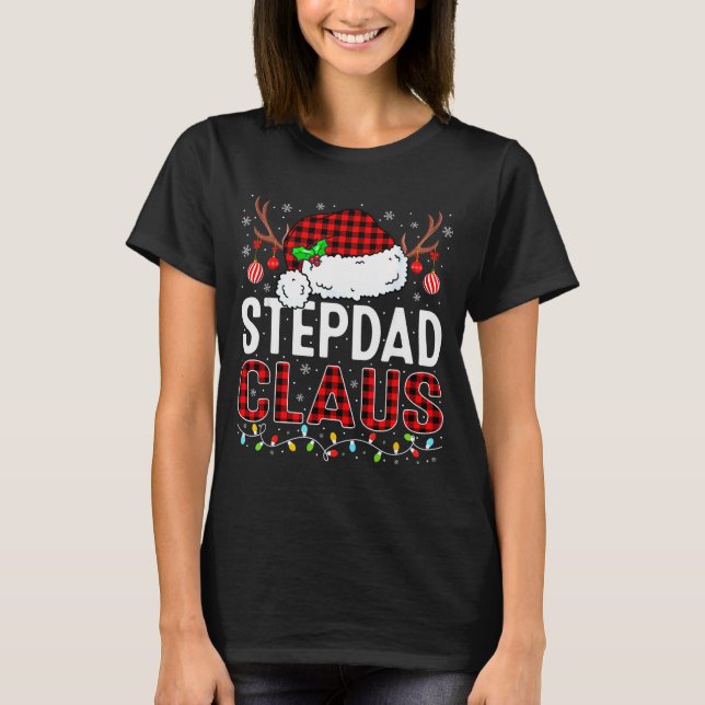 Christmas Lights Stepdad Claus Family Matching Xma T-Shirt (Front)