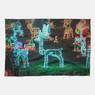 christmas lights tea towel