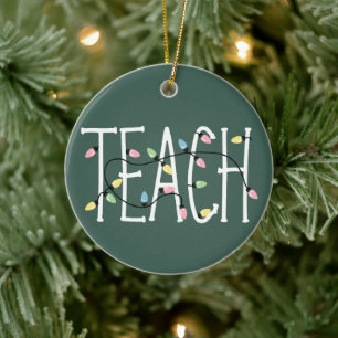 Christmas Lights Teach Teacher Love Teaching Gifts Ceramic Tree Decoration