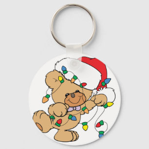 Christmas Lights Teddy Bear Key Ring