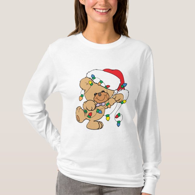 Christmas Lights Teddy Bear T-Shirt (Front)