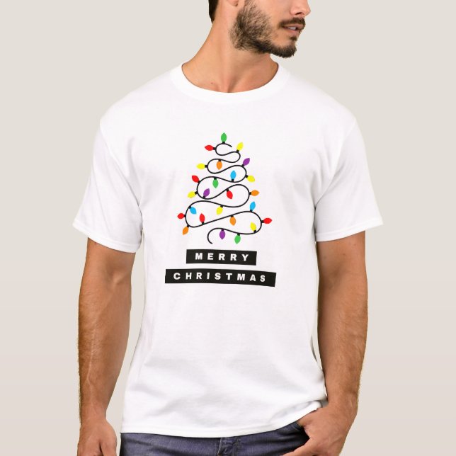 Christmas Lights Tree Design  T-Shirt (Front)