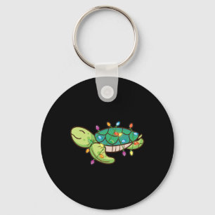 Christmas Lights Turtle Funny Christmas Tree Turtl Key Ring