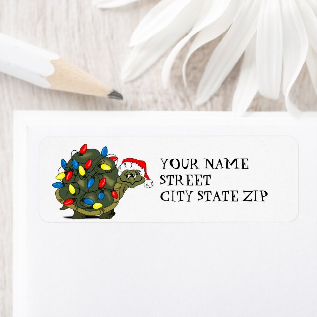Christmas Lights Turtle Return Address Label (Insitu)