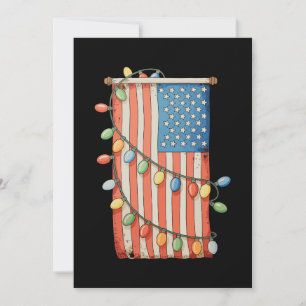 Christmas Lights USA Flag Patriotic Xmas Holiday Card