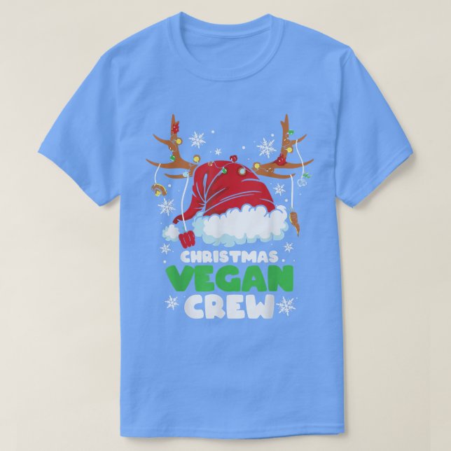 Christmas Lights Vegan Crew Vegetarian Reindeer Sa T-Shirt (Design Front)