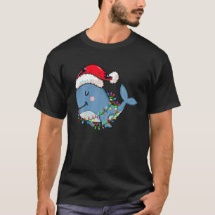 Christmas Lights Whale Wearing Xmas Hat Whale Love T-Shirt