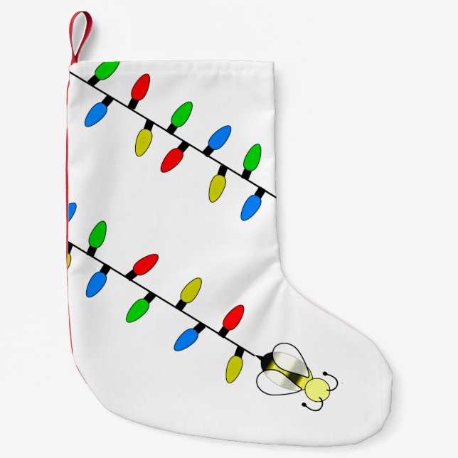 Christmas lights with bee small christmas stocking (Front)