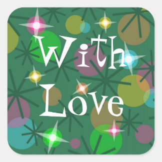 Christmas Lights 'With Love' sticker aquare