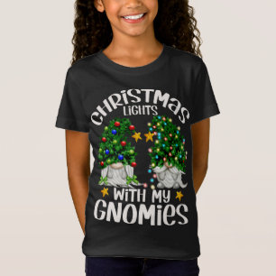Christmas Lights With My Gnomies - Funny Xmas Tree T-Shirt