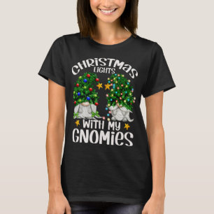 Christmas Lights With My Gnomies - Funny Xmas Tree T-Shirt