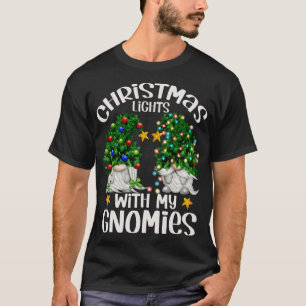 Christmas Lights With My Gnomies - Funny Xmas Tree T-Shirt