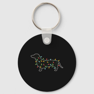 Christmas Lights Xmas Gift For Dog Lover Dachshund Key Ring