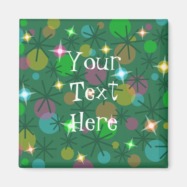 Christmas Lights 'Your Text ' fridge magnet square (Front)