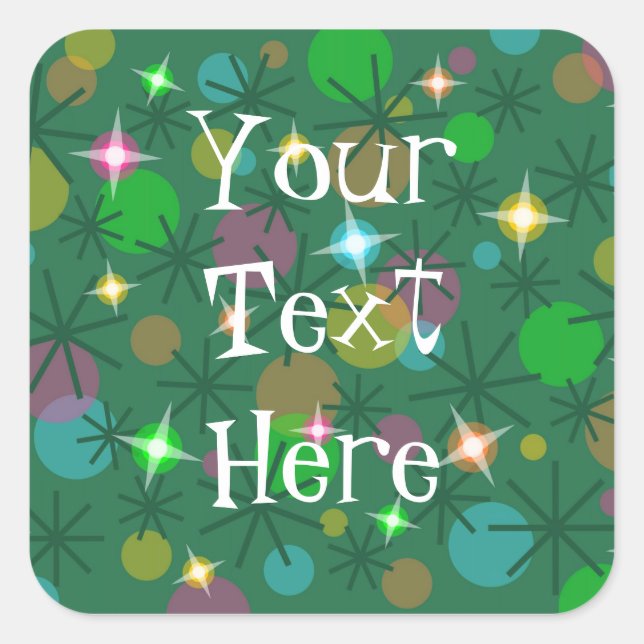 Christmas Lights 'Your Text' sticker aquare (Front)