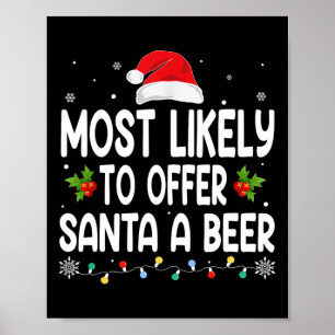 Christmas Likely Offer Santa A Beer Funny Drinking Poster