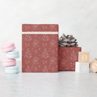 Christmas Line Art  Wrapping Paper Roll 