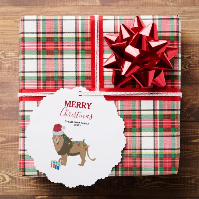 Christmas Lion Funny Animal with Santa Hat Card (Insitu (Gift))