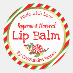 Christmas Lip Balm Customisable Handmade DIY Classic Round Sticker