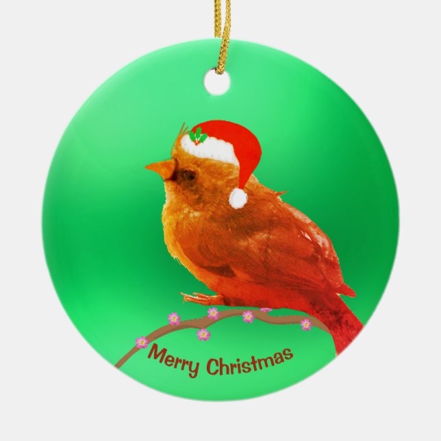 Christmas Little Bird Ceramic Tree Decoration (Front)