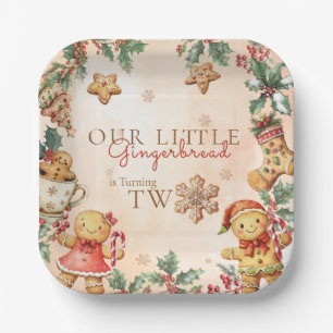 Christmas Little Gingerbread Birthday Two Paper Plate