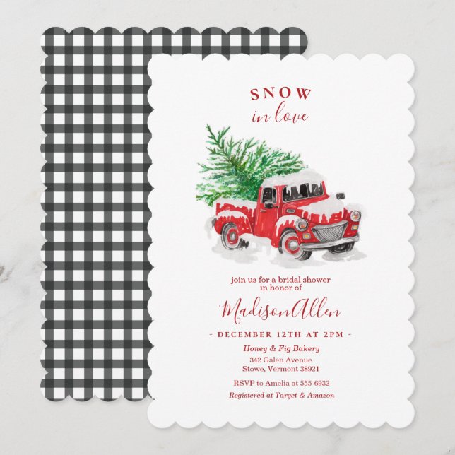 Christmas Little Red Truck Bridal Shower Invitation (Front/Back)