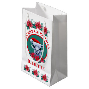 Christmas Llama And Wreath With Text Small Gift Ba Bag