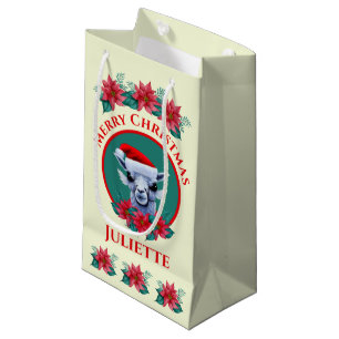 Christmas Llama And Wreath With Text Small Gift Ba Bag