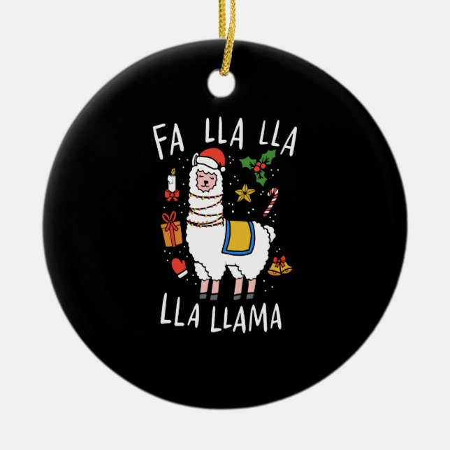 Christmas Llama    Ceramic Tree Decoration (Front)