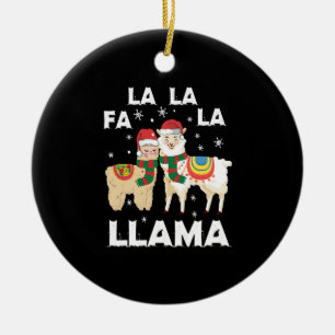 Christmas llama ceramic tree decoration