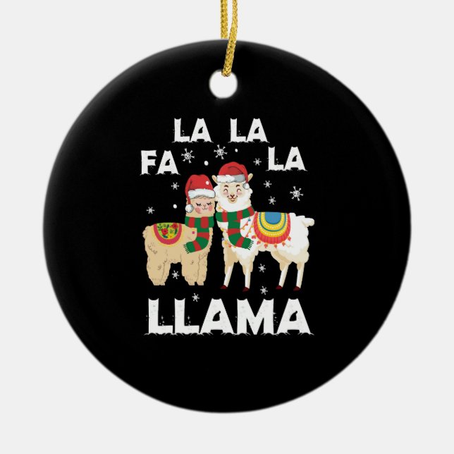 Christmas llama ceramic tree decoration (Front)