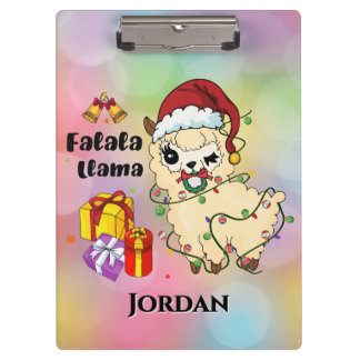 Christmas Llama Custom Name Clipboard
