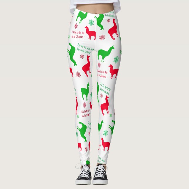 Christmas Llama Fa la la Llama Holiday Leggings (Front)