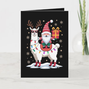 Christmas Llama Gnome Santa Lights Reindeer Xmas Card