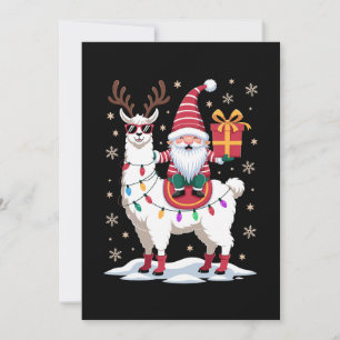 Christmas Llama Gnome Santa Lights Reindeer Xmas Invitation