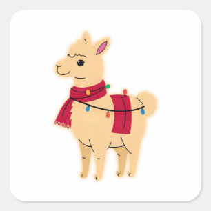Christmas Llama Lights – Funny Holiday Animal Desi Square Sticker