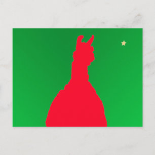 Christmas Llama: Llama In Red w Green - Star Holiday Postcard