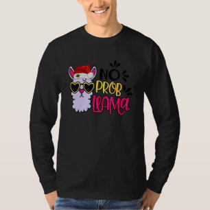 Christmas Llama No Prob Llama Santa Hat  Holiday T-Shirt