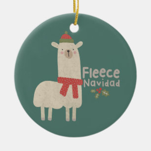 Christmas Llama Pun: Fleece Navidad Ceramic Tree Decoration