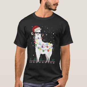 Christmas Llama Santa Hat Ugly Xmas Tree Alpaca Gi T-Shirt