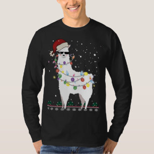 Christmas Llama Santa Hat Ugly Xmas Tree Alpaca Gi T-Shirt