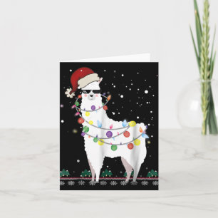 Christmas Llama Santa Hat Ugly Xmas Tree Alpaca T Card