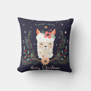 Christmas Llama  throw pillow