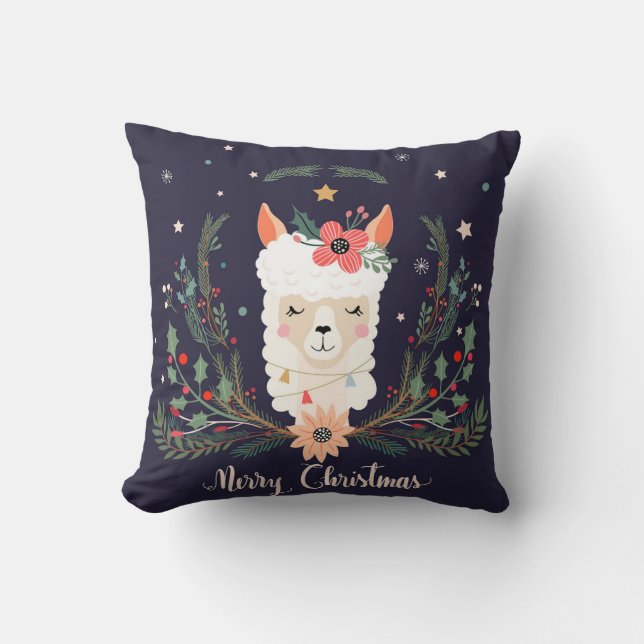 Christmas Llama  throw pillow (Front)