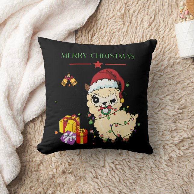 Christmas Llama Throw Pillow (Blanket)