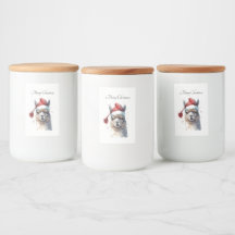 Christmas Llama Watercolor Santa Hat Custom Text