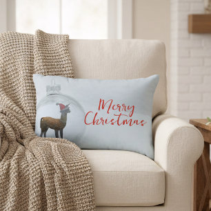 Christmas Llama Winter Snow Scene Holiday Decorative Cushion