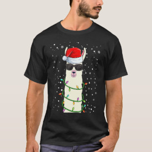 Christmas Llama With Santa Hat Ugly Christmas Lama T-Shirt