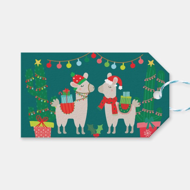Christmas Llamas Gift Tags (Front (Horizontal))